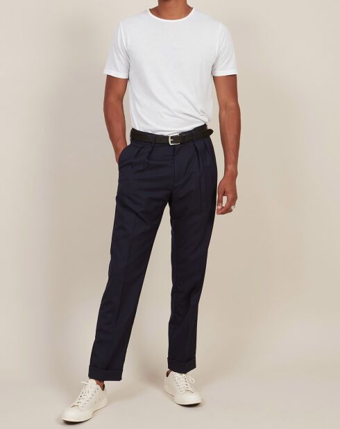 Pantalon 100% Laine Tom marine