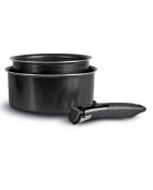 2 Casseroles Sitramovible induction noires - D.16x7.5 cm/ 20x9 cm