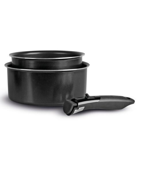 2 Casseroles Sitramovible induction noires - D.16x7.5 cm/ 20x9 cm