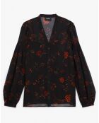 Chemise manches longues col V en all over lumieres noire