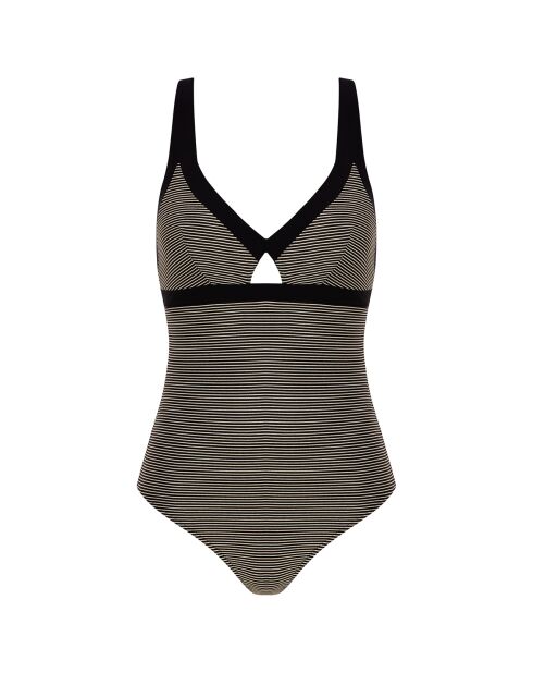 Maillot de bain 1 Pièce Vibrant à rayures noir/gris