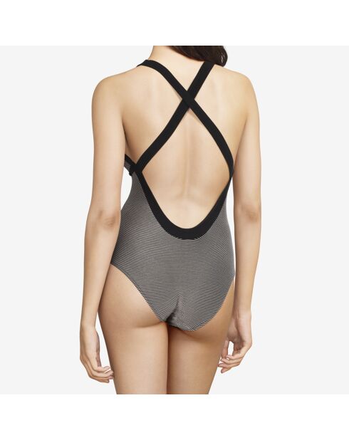 Maillot de bain 1 Pièce Vibrant à rayures noir/gris