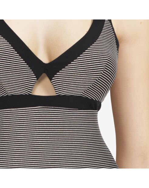 Maillot de bain 1 Pièce Vibrant à rayures noir/gris