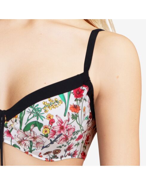 Haut de maillot de bain enveloppant Flowers imprimé multicolore