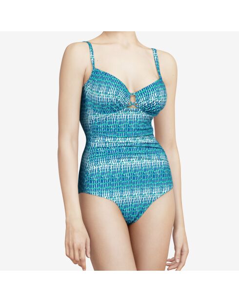 Maillot de bain 1 Pièce enveloppant Shades imprimé bleu