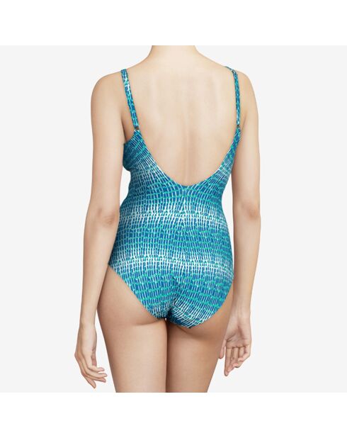 Maillot de bain 1 Pièce enveloppant Shades imprimé bleu