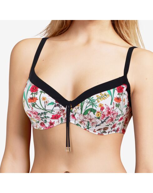 Haut de maillot de bain enveloppant Flowers imprimé multicolore