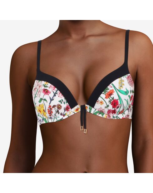 Haut de maillot de bain coques Push-Up Flowers imprimé multicolore