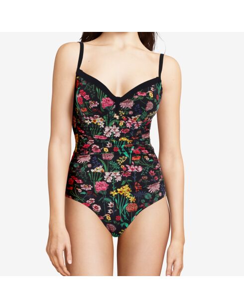Maillot de bain 1 Pièce enveloppant Flowers imprimé multicolore