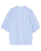 Blouse en Coton Turette manches bouffantes bleu lavande