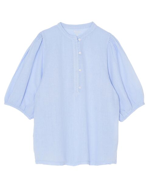 Blouse en Coton Turette manches bouffantes bleu lavande