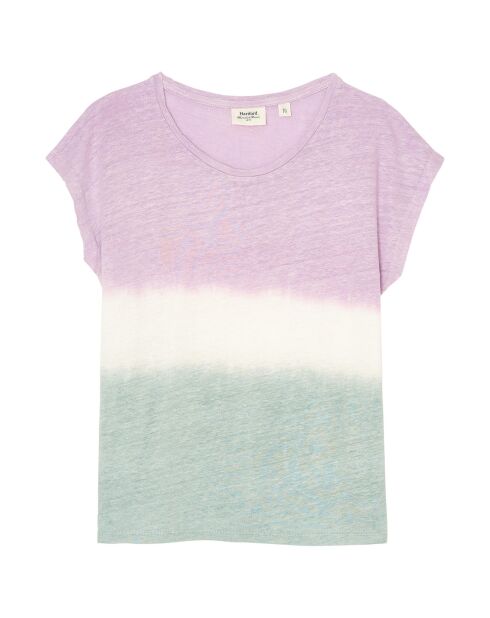 T-Shirt 100% Lin Mia motif tie & dye violet/eucalyptus