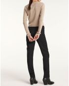 Pantalon 100% Laine slim avec chaine noir