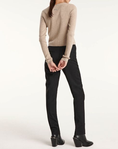 Pantalon 100% Laine slim avec chaine noir