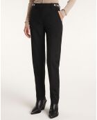 Pantalon 100% Laine slim avec chaine noir