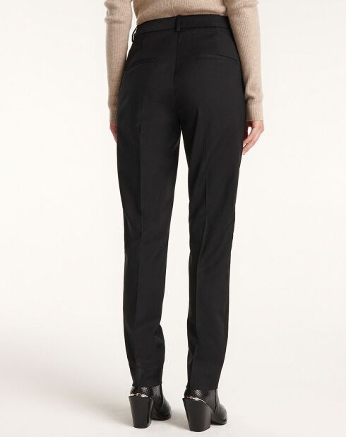 Pantalon 100% Laine slim avec chaine noir
