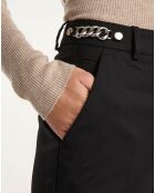 Pantalon 100% Laine slim avec chaine noir
