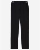 Pantalon 100% Laine slim avec chaine noir