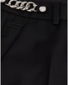 Pantalon 100% Laine slim avec chaine noir