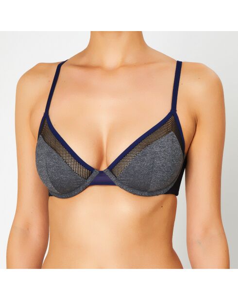 Soutien-gorge avec armatures Sporty gris/bleu marine