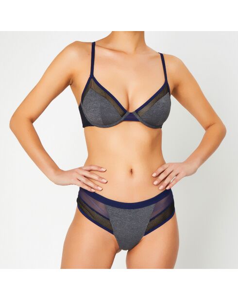 Soutien-gorge avec armatures Sporty gris/bleu marine