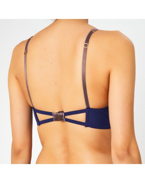 Soutien-gorge sans armatures en Soie mélangée Skin 02 bleu marine