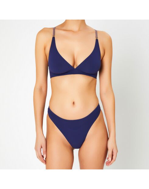 Soutien-gorge sans armatures en Soie mélangée Skin 02 bleu marine