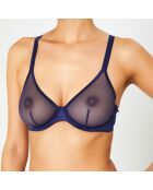 Soutien-gorge avec armatures en Soie mélangée Glamour bleu marine