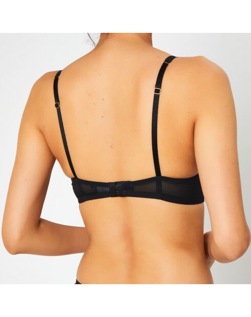 Soutien-gorge Push-Up en Soie mélangée Flock noir