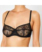 Soutien-gorge avec armatures en Soie mélangée Flock noir