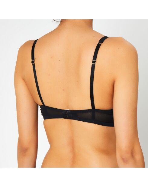 Soutien-gorge avec armatures en Soie mélangée Flock noir