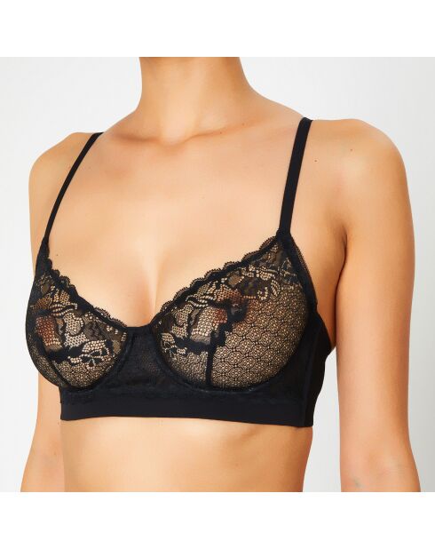 Soutien-gorge avec armatures en Soie mélangée Poprock noir