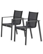 2 Fauteuils de jardin alu-miami-ft empilables gris anthracite - 58x58x84 cm
