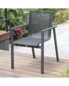 2 Fauteuils de jardin alu-miami-ft empilables gris anthracite - 58x58x84 cm