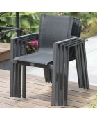 2 Fauteuils de jardin alu-miami-ft empilables gris anthracite - 58x58x84 cm