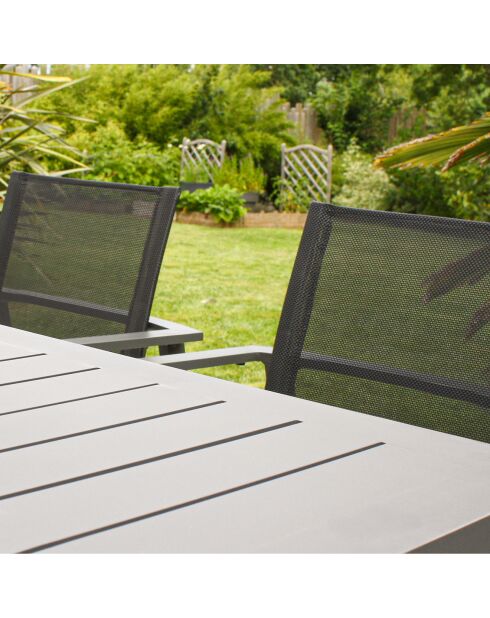 2 Fauteuils de jardin alu-miami-ft empilables gris anthracite - 58x58x84 cm