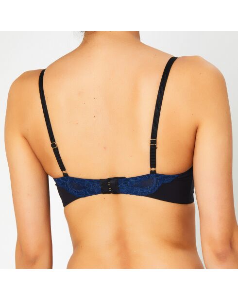 Soutien-gorge Push-Up en Soie mélangée Fleur de Nuit bleu marine/noir