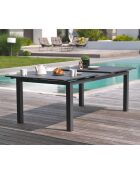 Gartenset VENISE-TB250 Tisch mit Verlängerung + 10 stapelbare ALU-MIAMI-FT Sessel Anthrazitgrau
