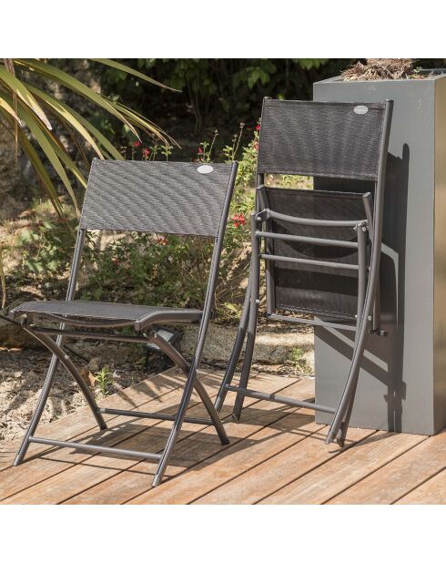 6 Chaises de jardin pliantes C43 gris anthracite - 46x40x82 cm