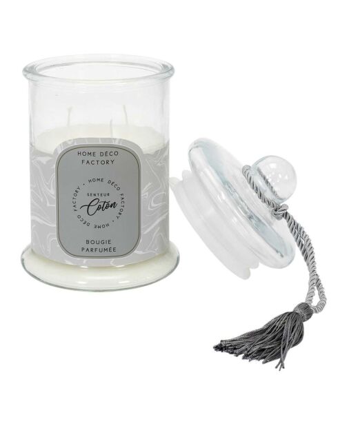 Bougie parfumée bonbonniere Fleur de coton grise - 1 mèche 80h