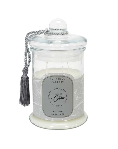 Bougie parfumée bonbonniere Fleur de coton grise - 1 mèche 80h