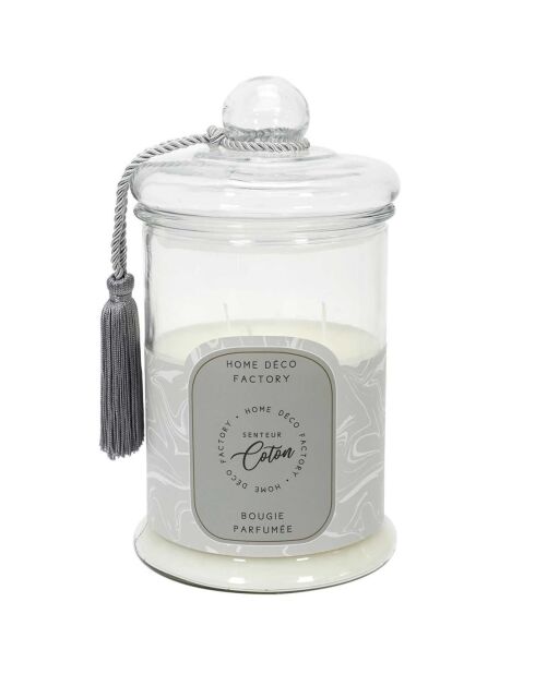 Bougie parfumée bonbonniere Fleur de coton grise - 1 mèche 110h