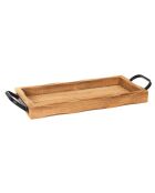 Plateau anses industrielles marron - 39.5x30x7 cm