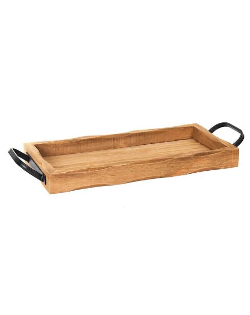 Plateau anses industrielles marron - 39.5x30x7 cm