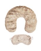Coffret tour de cou + masque micro ondable beige - 24x16 cm