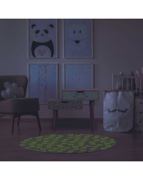 Tapis phosphorescent étoiles gris clair/blanc - 70x70 cm