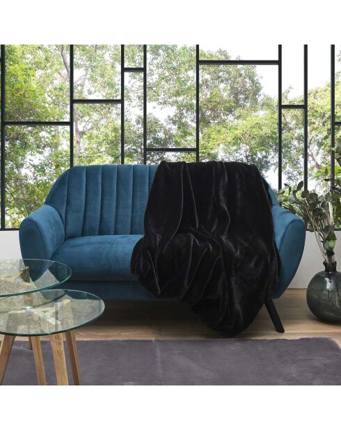 Plaid imitation fourrure Opulence noir - 120x150 cm