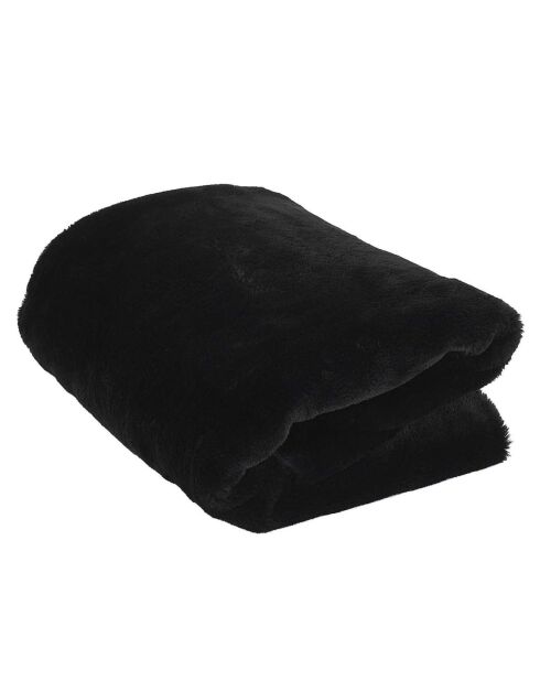 Plaid imitation fourrure Opulence noir - 120x150 cm