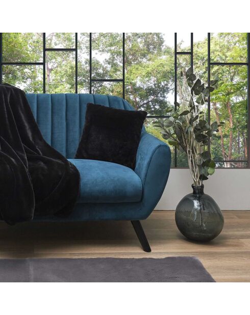 Coussin imitation fourrure Opulence noir - 40x6x40 cm