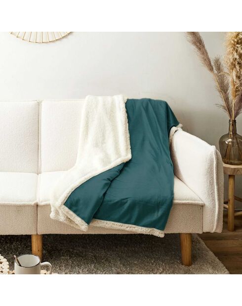 Plaid Sherpa bleu - 150x125 cm